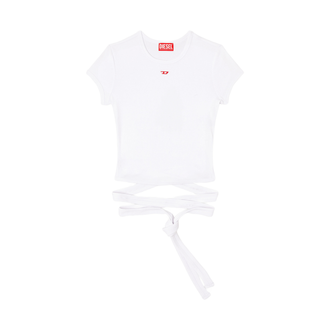 (W) 디젤 T-버니-테일 티셔츠 랩 타이즈 화이트((W) Diesel T-Bunny-Tail T-Shirt with Wrap Ties White) - 1