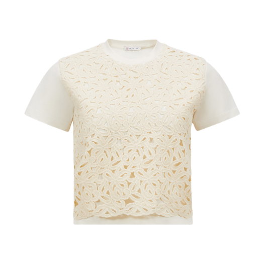 (W) Moncler Macrame Cotton T-Shirt White - 25SS