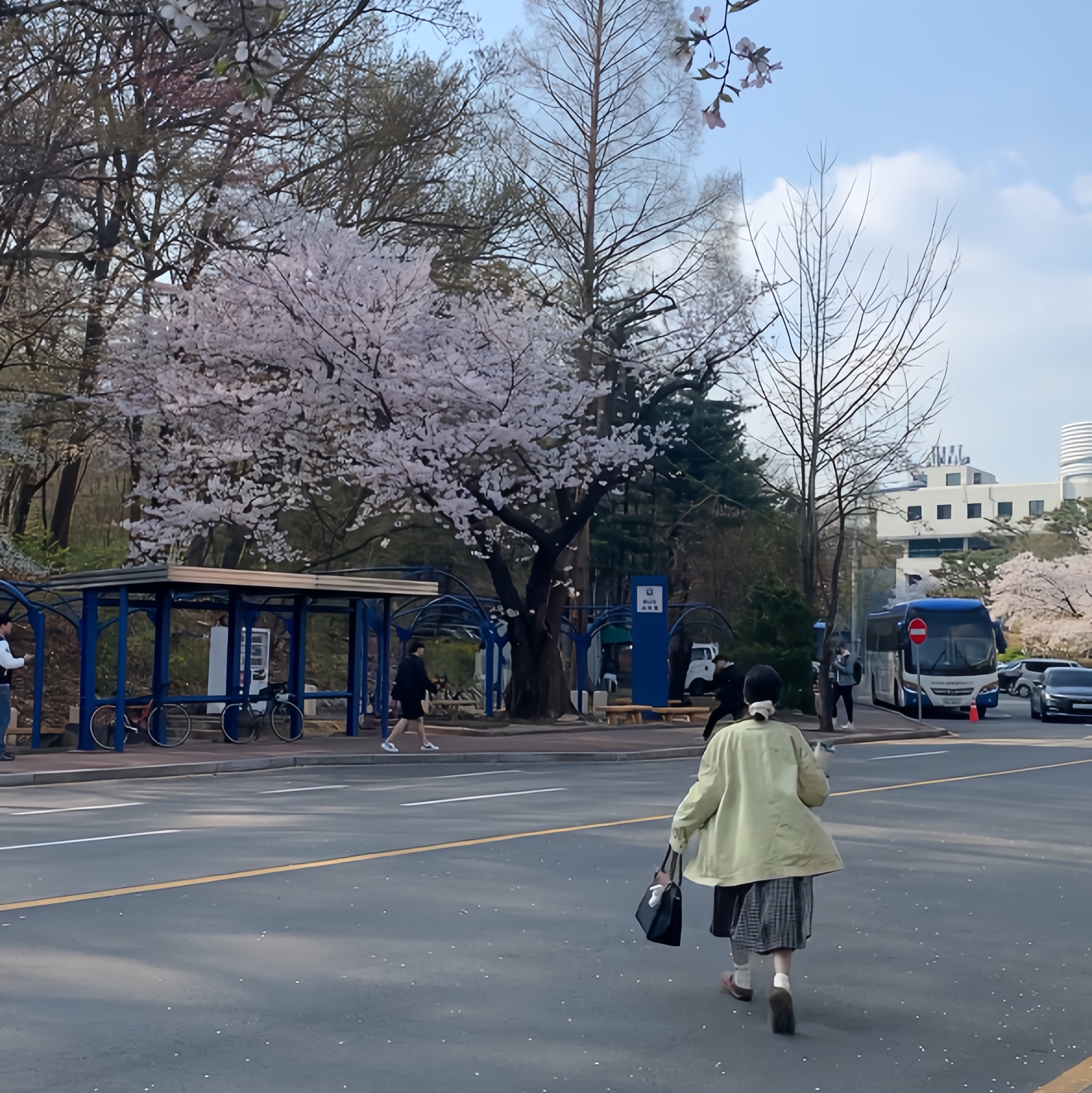 Stanley x Starbucks Quencher Tumbler Cream 591ml, Longchamp Le Pliage Original Tote Bag M Black 착용 스타일