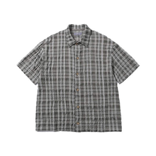 BAL066 Ballute Wrinkle Half Sleeve Collar Cardigan Olive Check