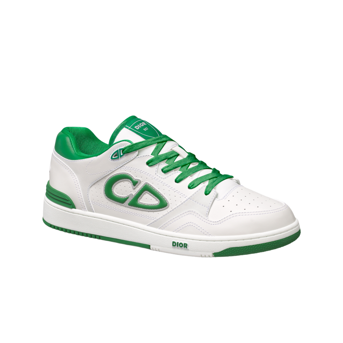 디올 B57 드리블 로우 톱 스니커즈 스무스 카프스킨 화이트 스웨이드 화이트 그린(Dior B57 Dribble Low Top Sneakers Smooth Calfskin with White Suede White Green) - 2