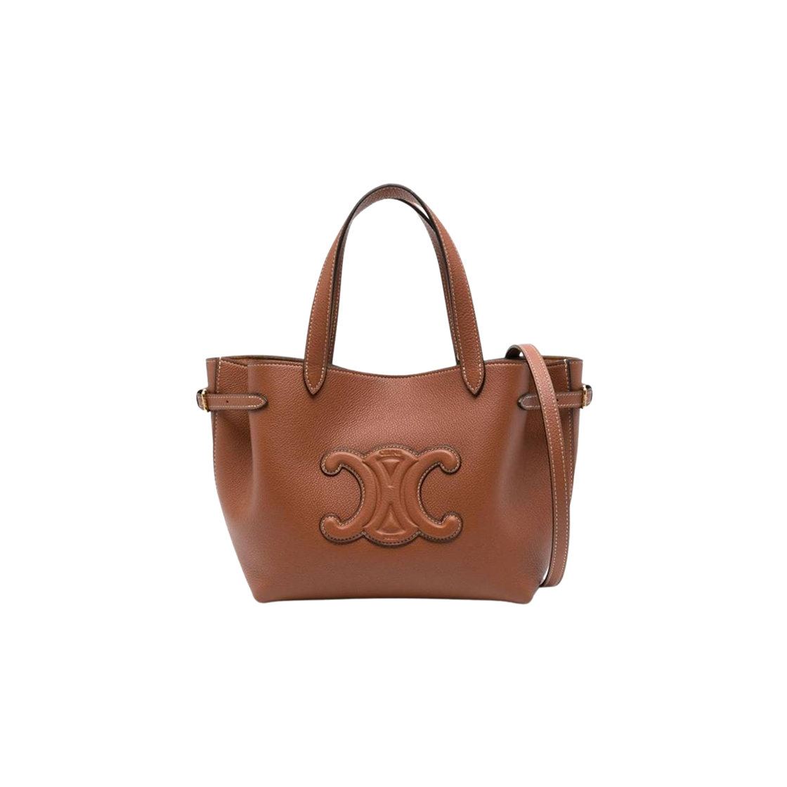 121743ENY-04LU Celine Mini Cabas Anais Cuir Triomphe in Grained Calfskin Tan