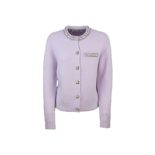 KW5CKNCSF13PP Self Portrait Women Crystal Trim Cardigan Lilac - 25FW