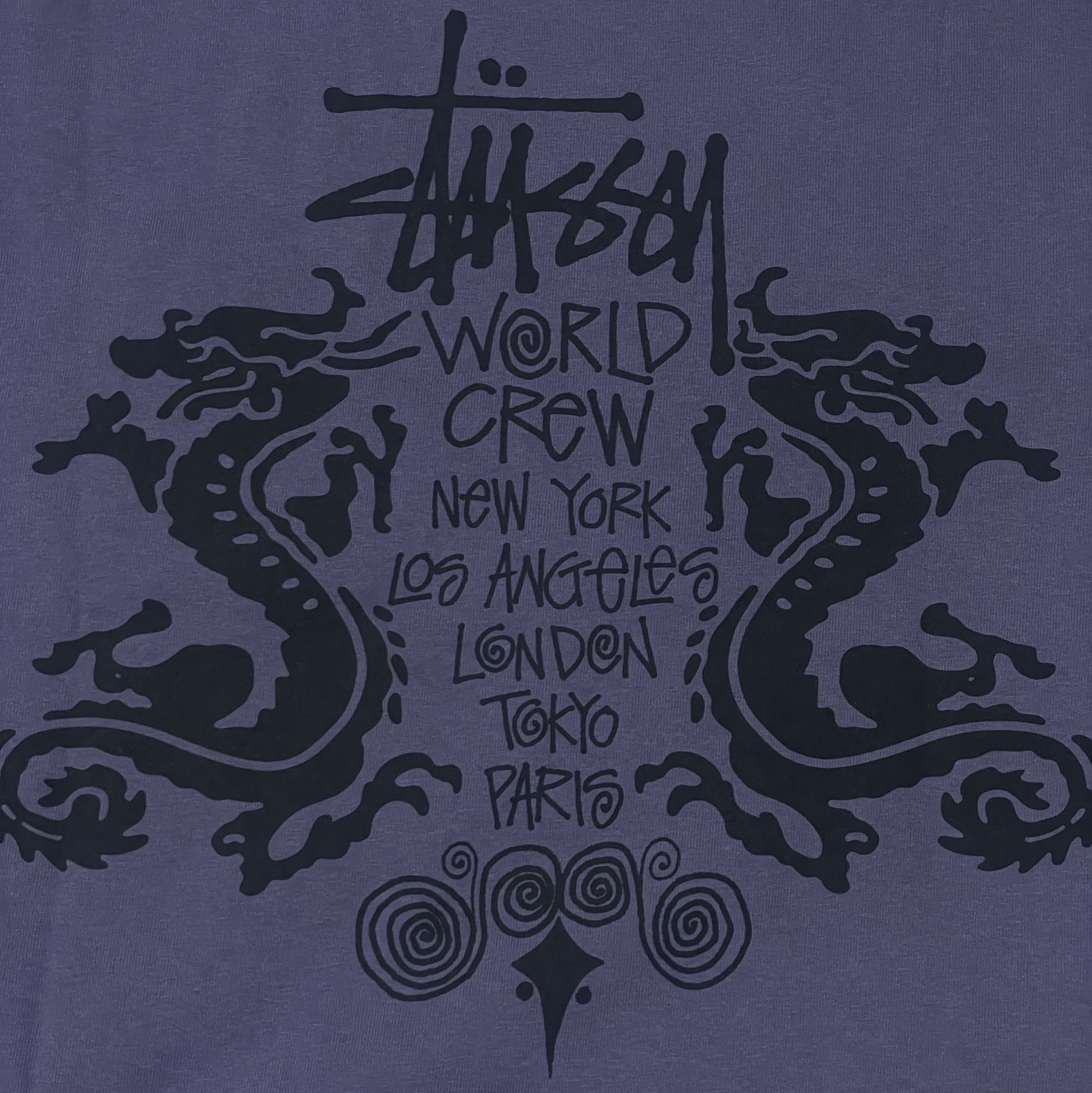 Stussy Double Dragon Pigment Dyed T-Shirt Navy, Stussy Double Dragon Pigment Dyed T-Shirt Natural 착용 스타일 - 4