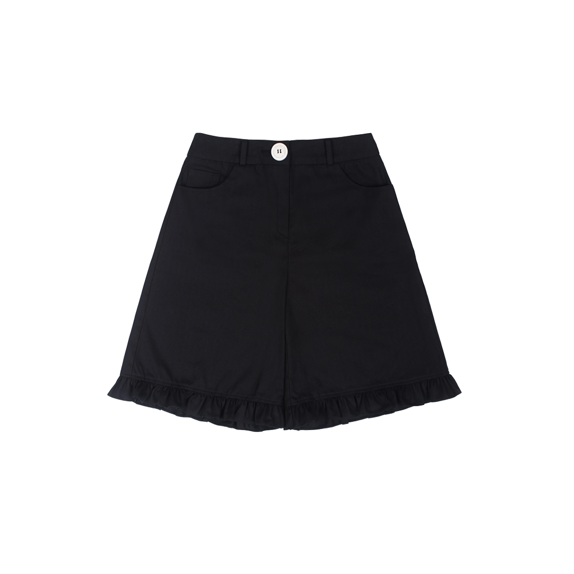 이음 버튼 프릴 버뮤다 숏츠 블랙(EEUM Button Frill Bermuda Shorts Black)