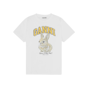 (W) Ganni Relaxed Jersey Bunny T-Shirt Bright White