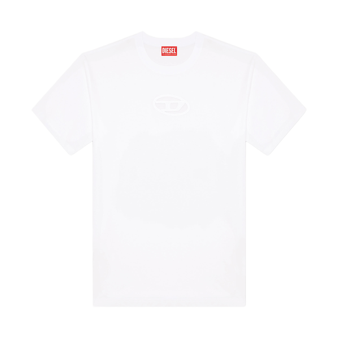 (W) 디젤 T-박스트-Od 티셔츠 자수 오발 D 화이트((W) Diesel T-Boxt-Od T-Shirt with Embroidered Oval D White) - 1