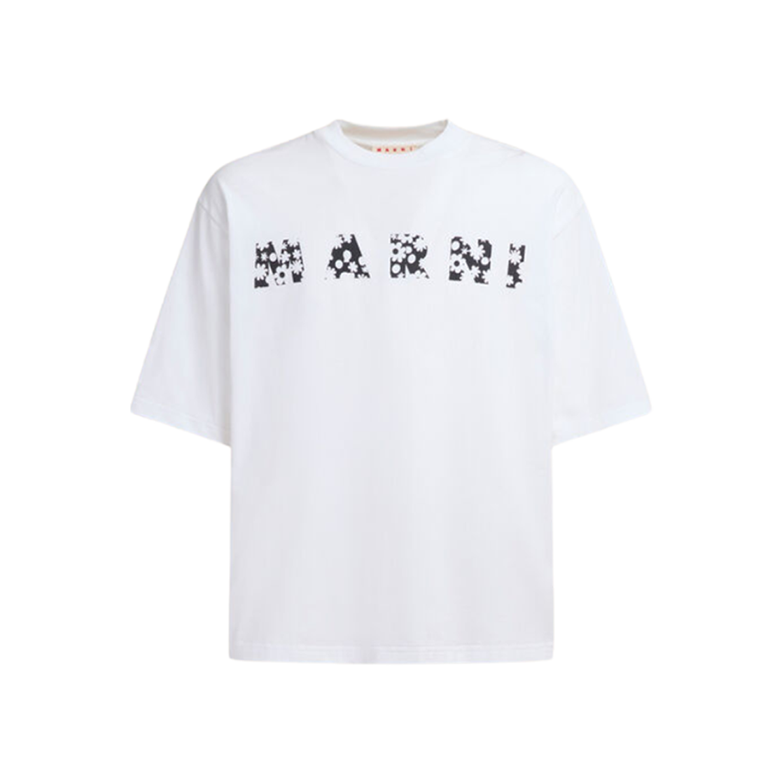 마르니 팝 필즈 로고 디테일 코튼 티셔츠 릴리 화이트(Marni Pop Fields Logo Detail Cotton T-Shirt Lily White)
