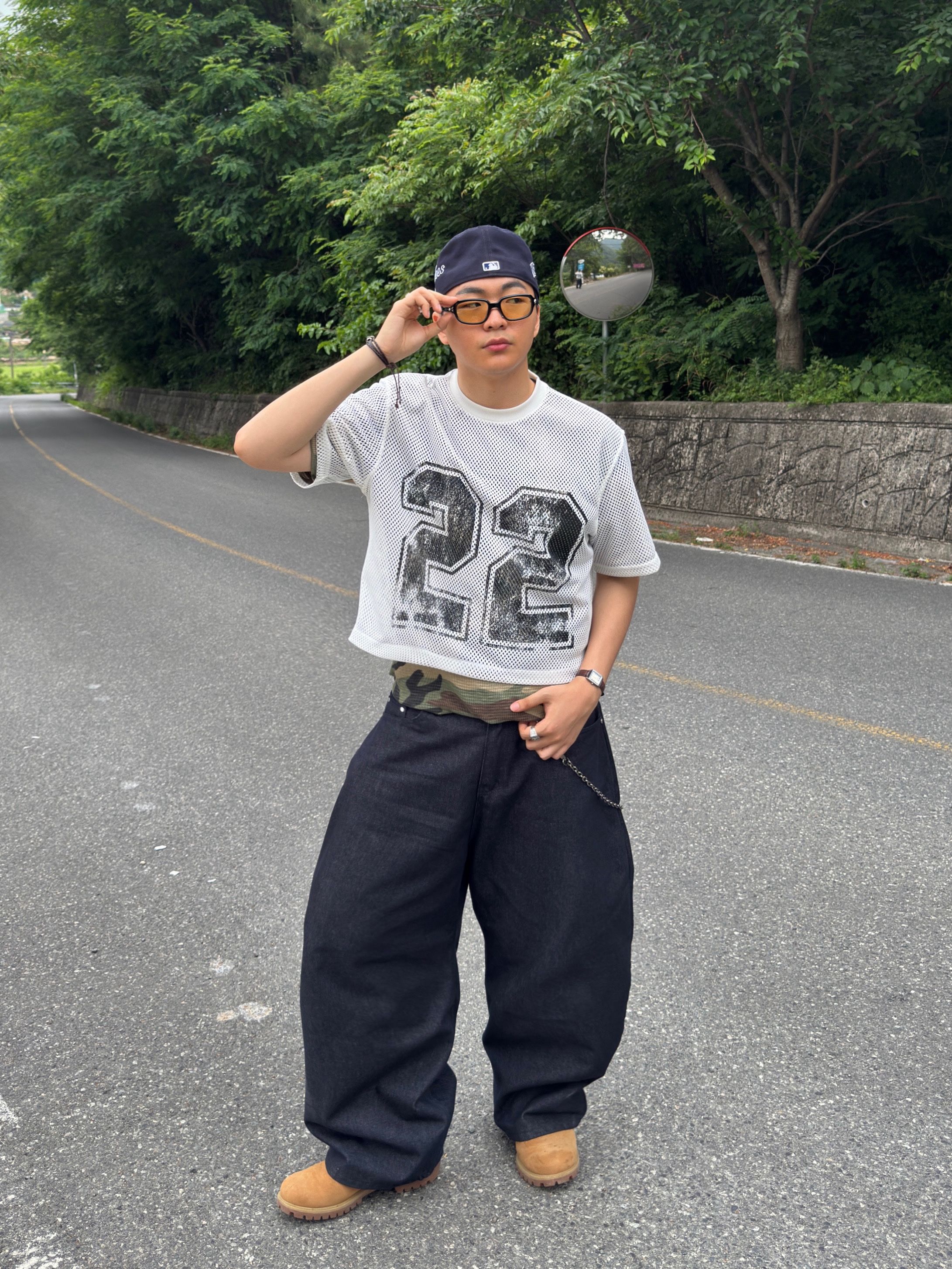 Stussy Pigment Dyed SS Thermal T-Shirt Camo, Casio LTP-V007L-9B 착용 스타일 - 1