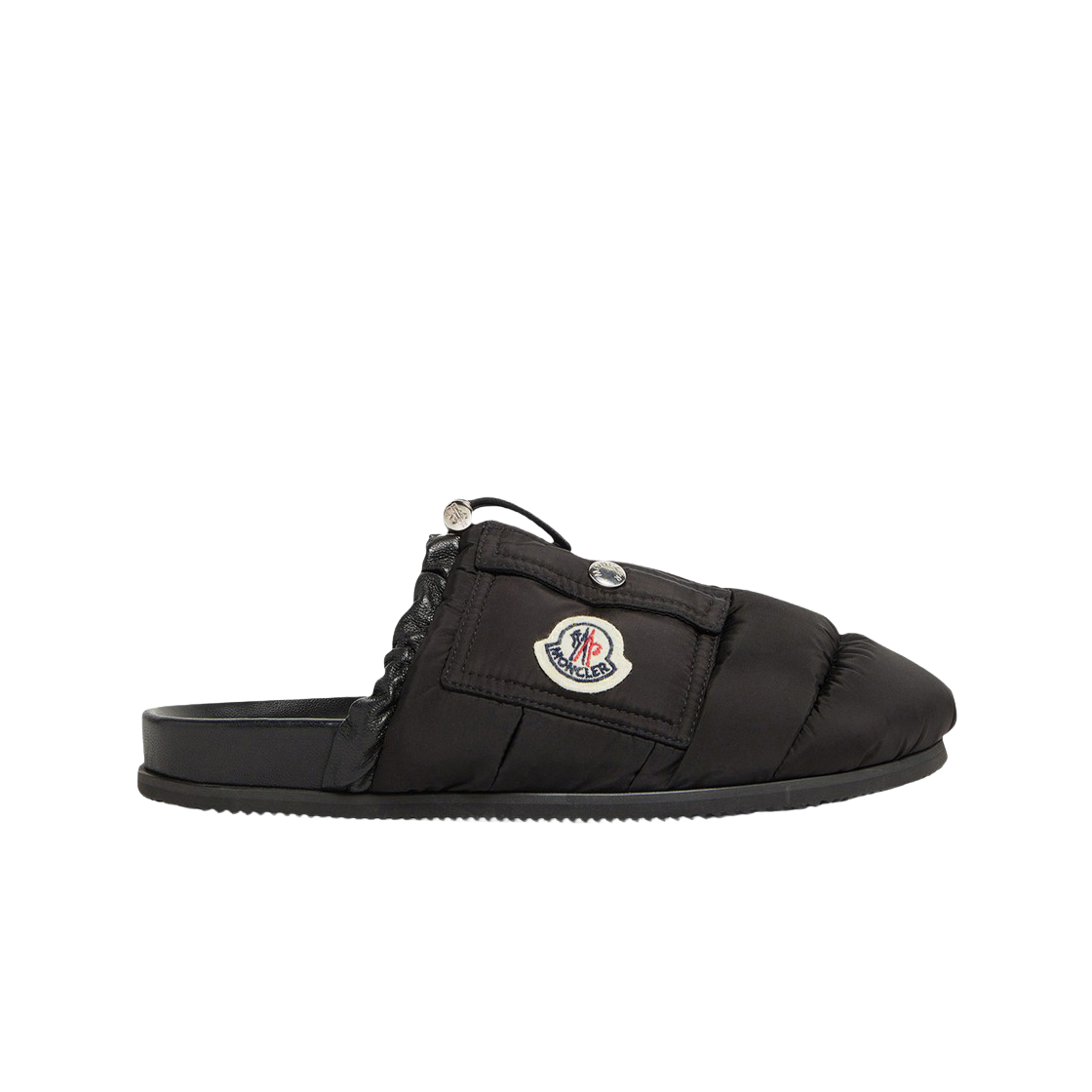 (W) 몽클레르 몬 포켓 패딩 레더 뮬 블랙 - 25SS((W) Moncler Mon Pocket Padded Leather Mules Black - 25SS)
