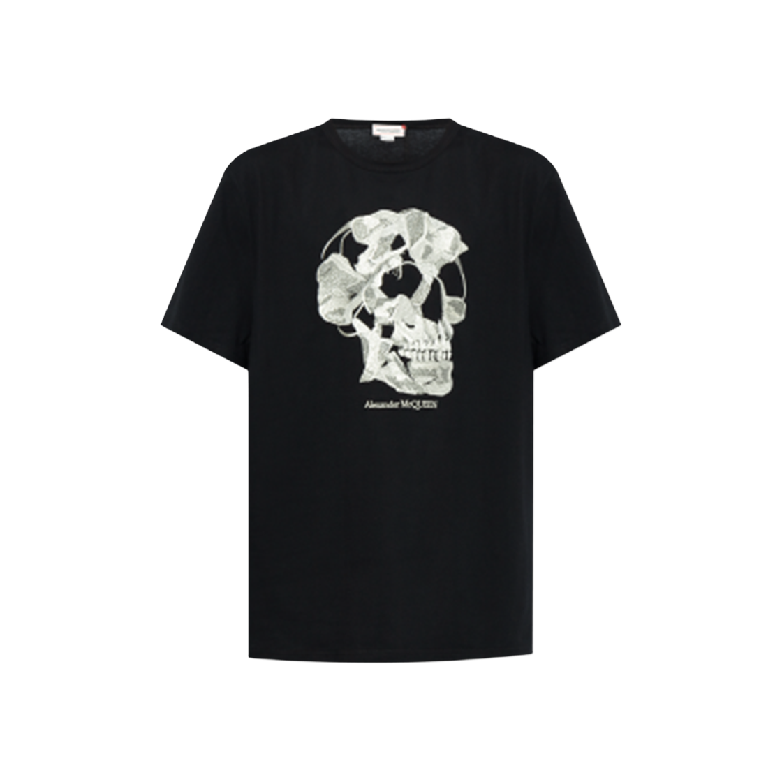 794579QXAAA1000 Alexander McQueen Flower Skull T-Shirt Black