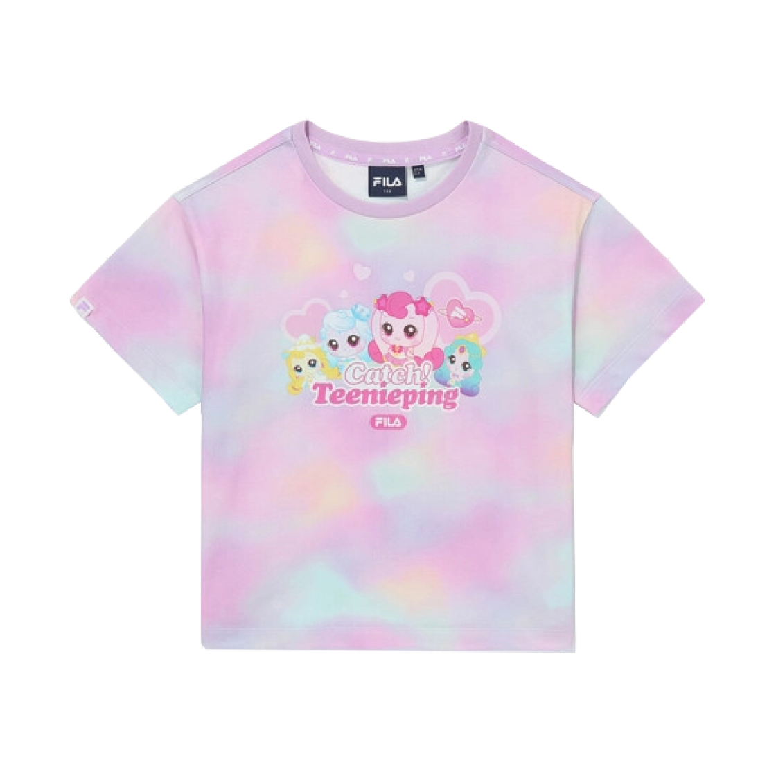 (Kids) 휠라 x 캐치! 티니핑 레인보우 티셔츠 퍼플 라벤더((Kids) Fila x Catch! Teenieping Rainbow T-Shirt Purple Lavender) - 1