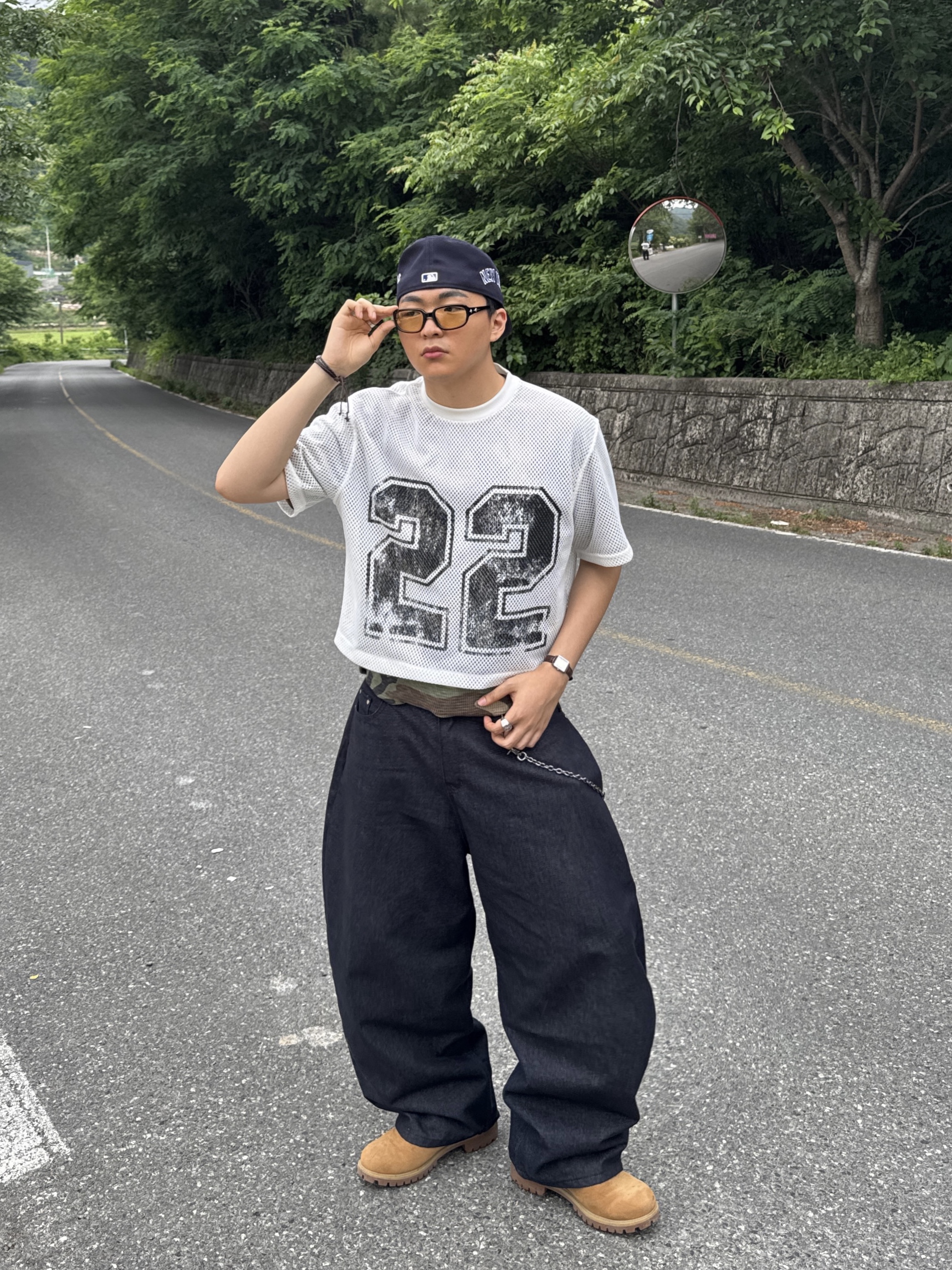 Stussy Pigment Dyed SS Thermal T-Shirt Camo, Casio LTP-V007L-9B 착용 스타일 - 4