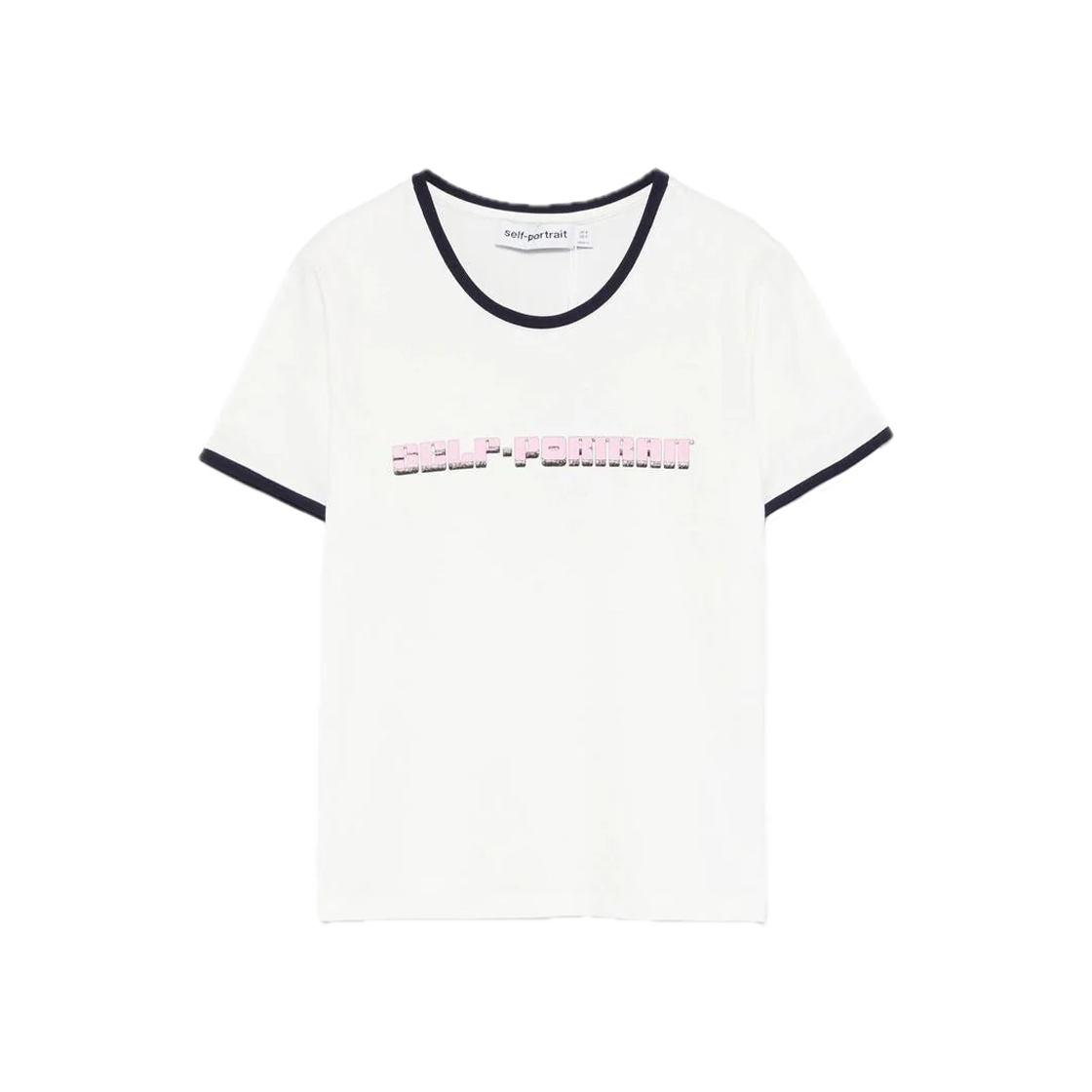 셀프 포트레이트 우먼 로고 자수 티셔츠 화이트 - 25FW(Self Portrait Women T-Shirt With Embroidered Logo White - 25FW)
