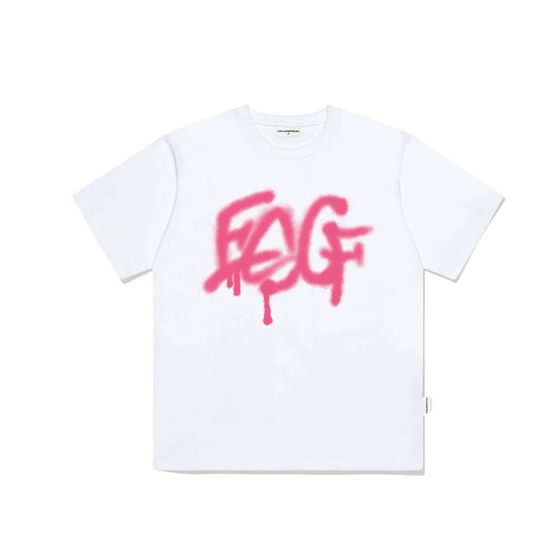 E241OTS105WH Escapefrom Pink Graffiti ESCF Logo Print Overfit Short Sleeve T-shirt White