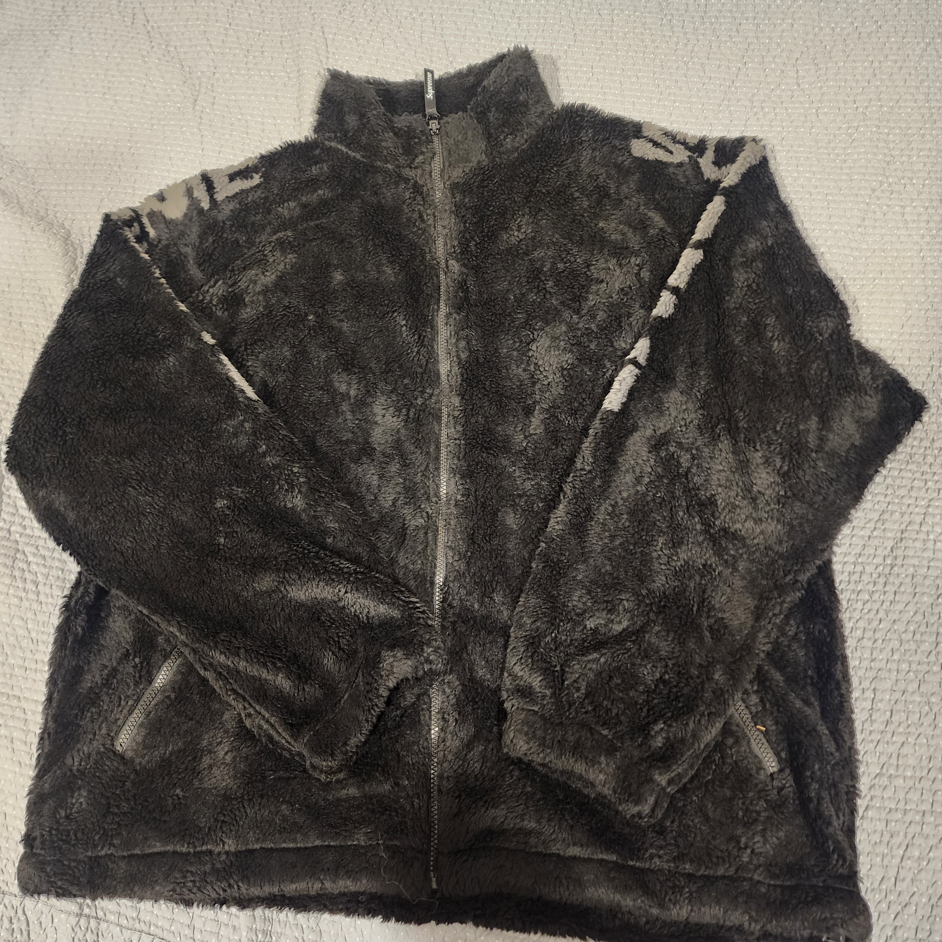 Supreme Shoulder Logo Fleece Jacket Black - 25SS 착용 스타일 - 1