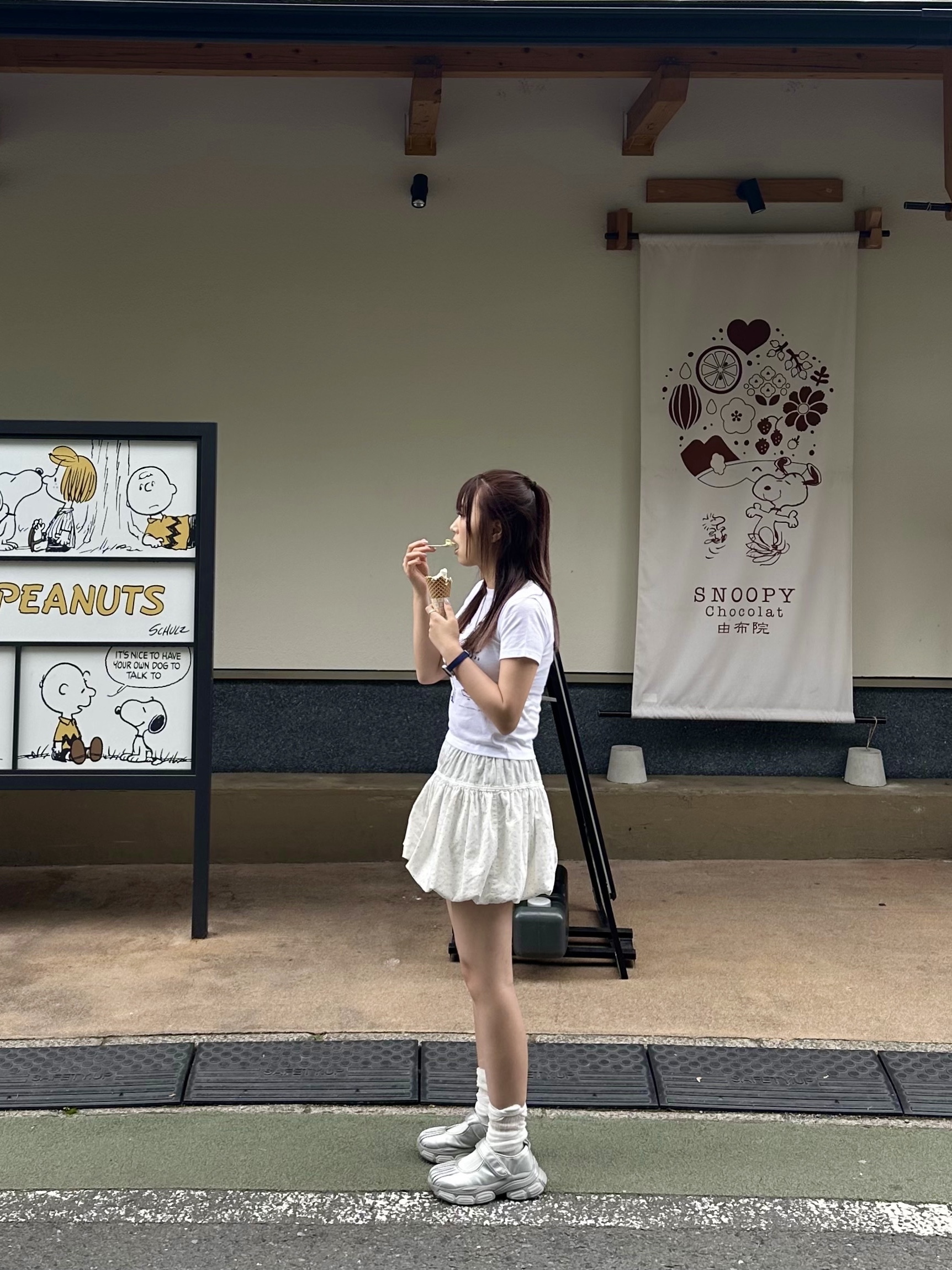 NEFNEF Balloon Skirt White Dot 착용 스타일 - 1