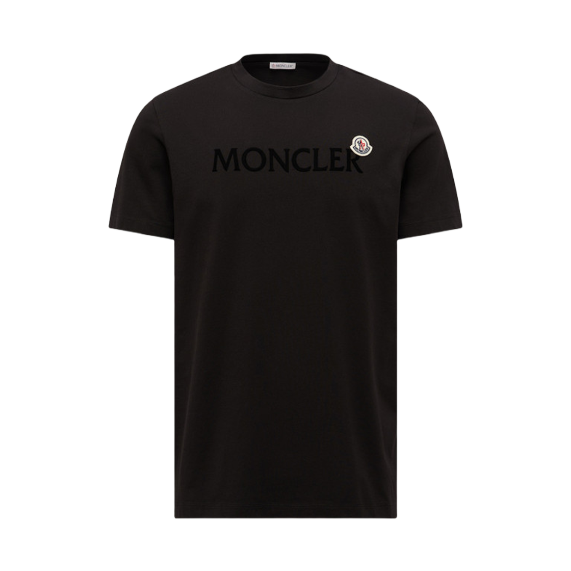 몽클레르 플록 로고 코튼 티셔츠 블랙 - 25FW(Moncler Flocked Logo Cotton T-Shirt Black - 25FW)