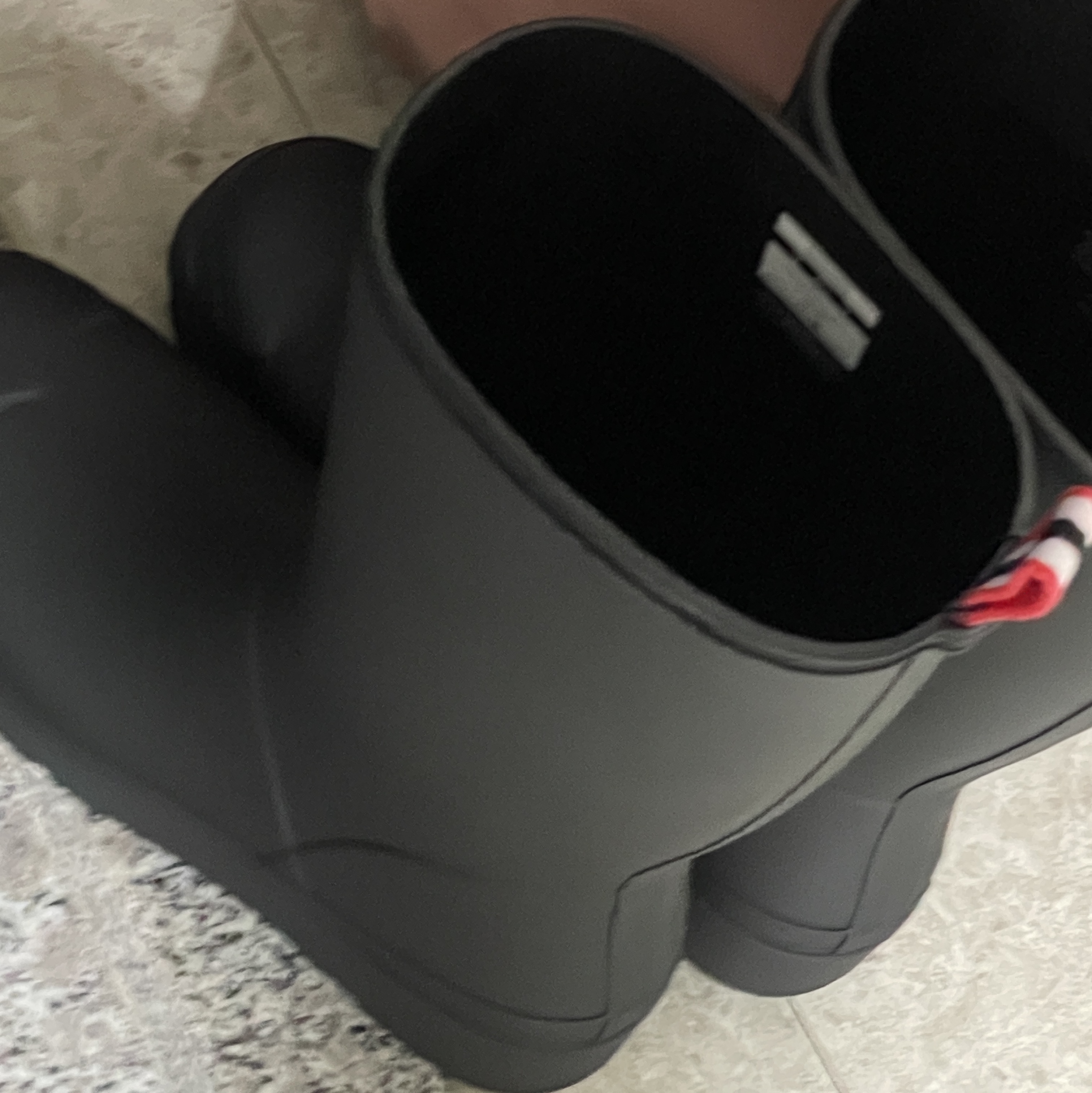 (W) Hunter Play Tall Wellington Rain Boots Black 착용 스타일