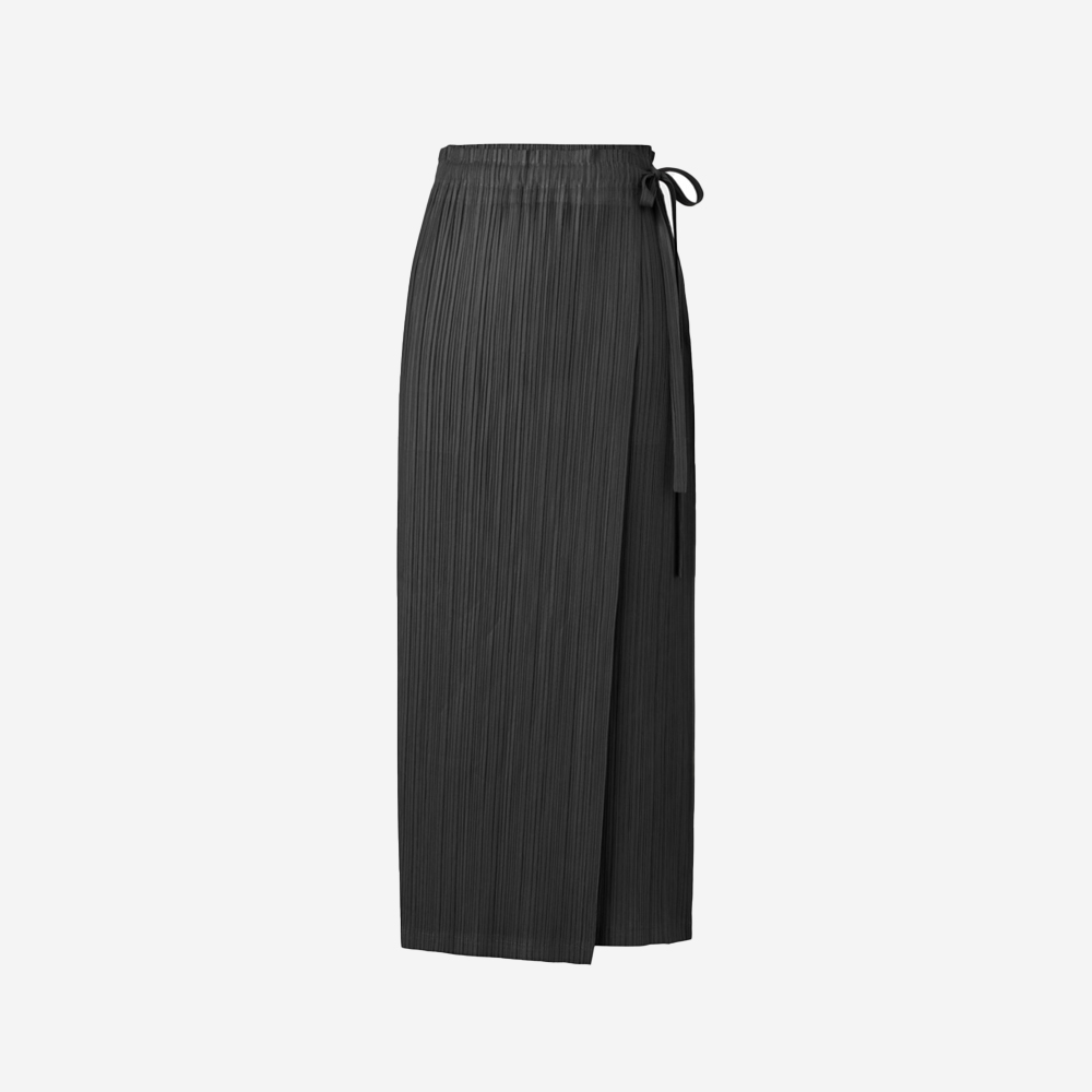몽플리쎄 여성 랩 투웨이 H라인 플리츠 롱 스커트 블랙(Monplisse Women Wrap Two Way Pleats Long Skirt Black) - 2