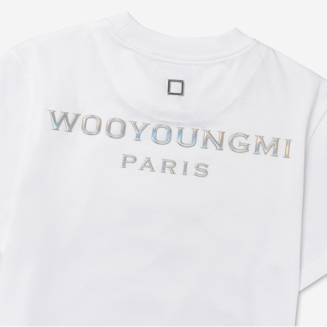 (W) 우영미 메탈릭 엠보싱 백로고 티셔츠 화이트 - 24SS((W) Wooyoungmi Metallic Embossed Back Logo T-Shirt White - 24SS) - 3