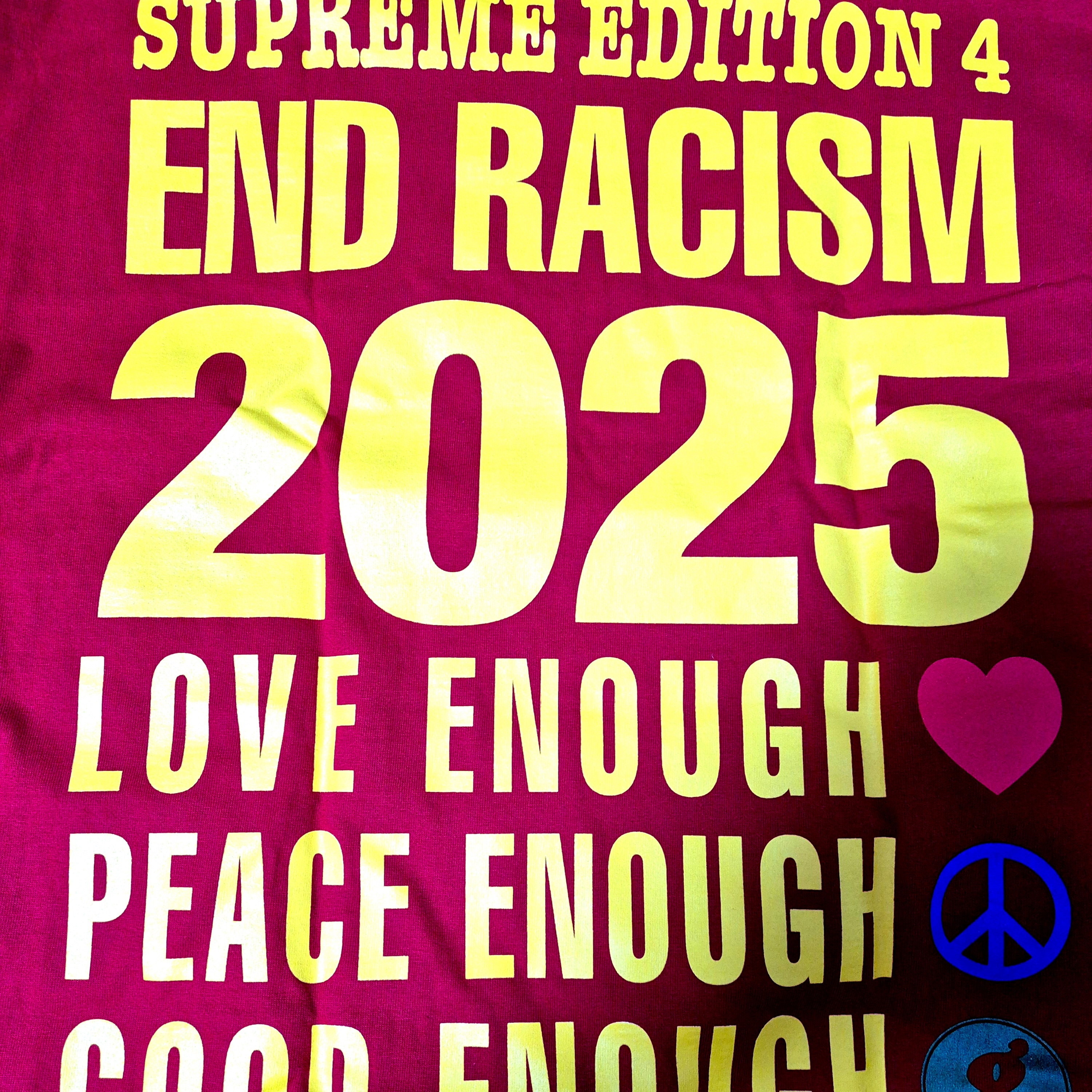 Supreme x GOODENOUGH End Racism T-Shirt Red - 25SS 착용 스타일 - 2