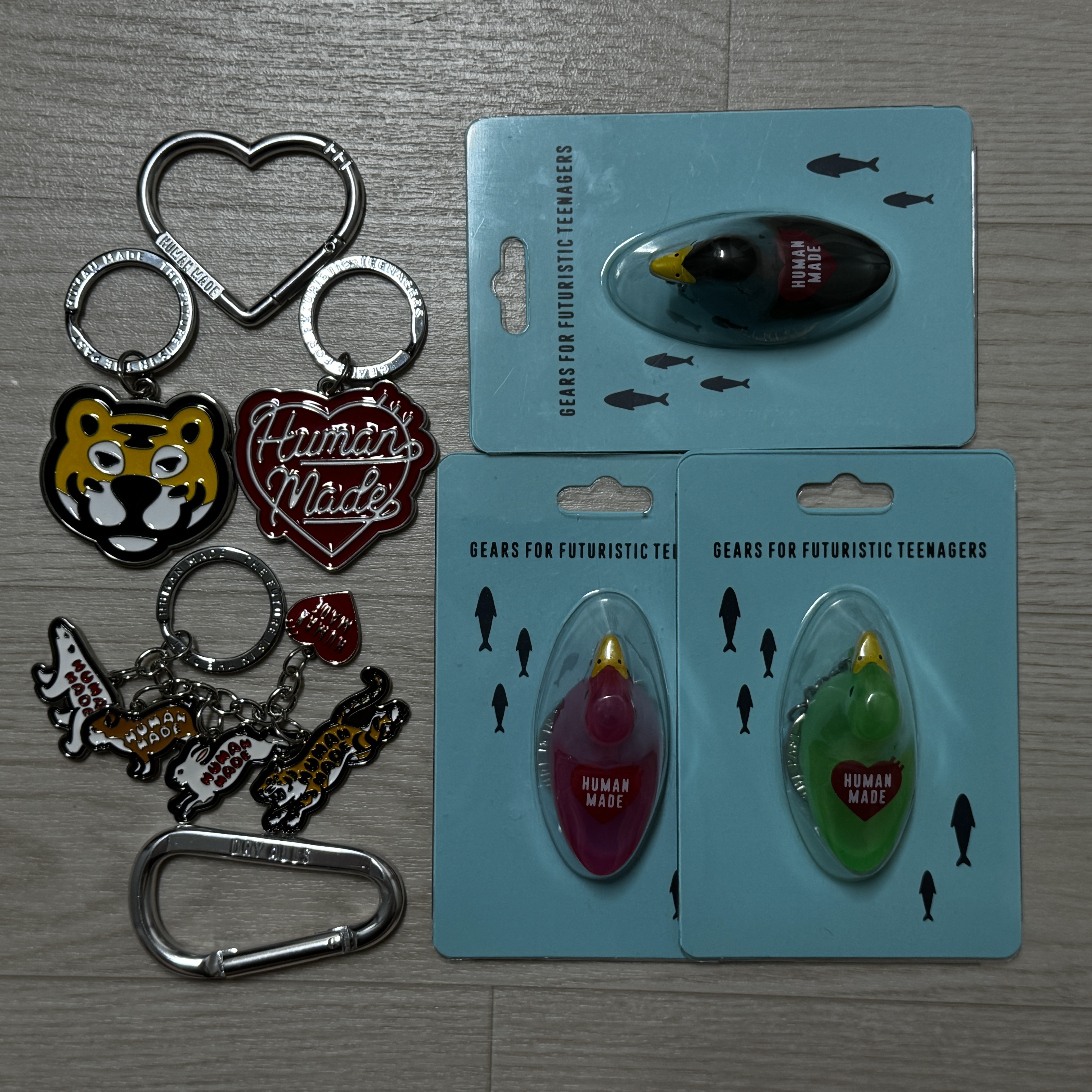 Human Made Animal Head Keyring Yellow 착용 스타일