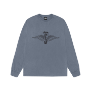Stussy Skull Wings Pigment Dyed LS T-Shirt Navy