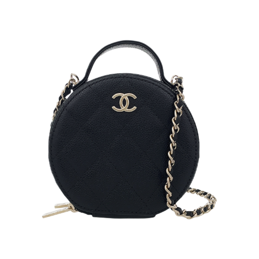 ITTQOIVDM8UL Chanel Top Handle Tambourine Chain Bag Black Champagne Gold Caviar