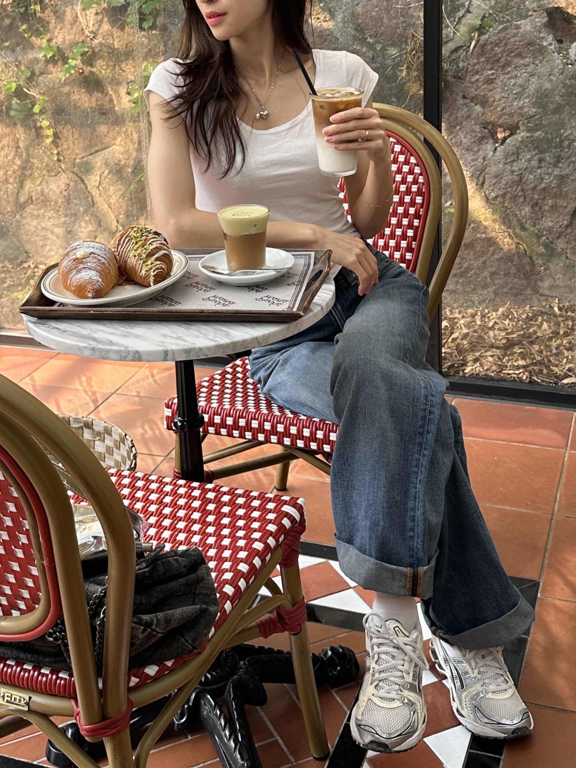 (W) Asics Gel-Kayano 14 White Midnight 착용 스타일 - 1