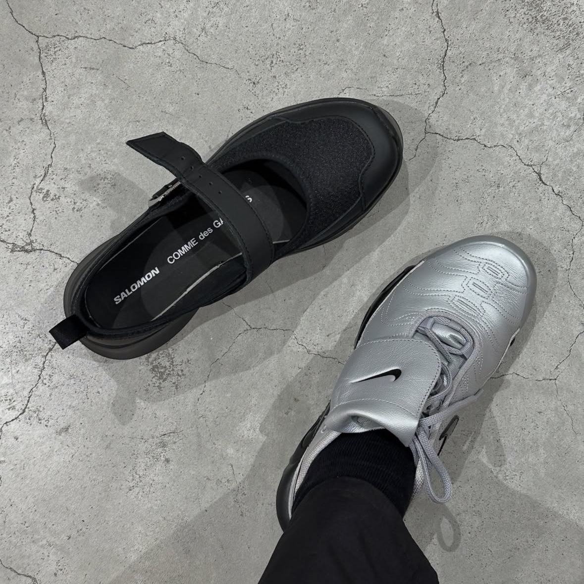 Salomon x Comme des Garcons RX Marie Jeanne Platform Black 착용 스타일 - 2