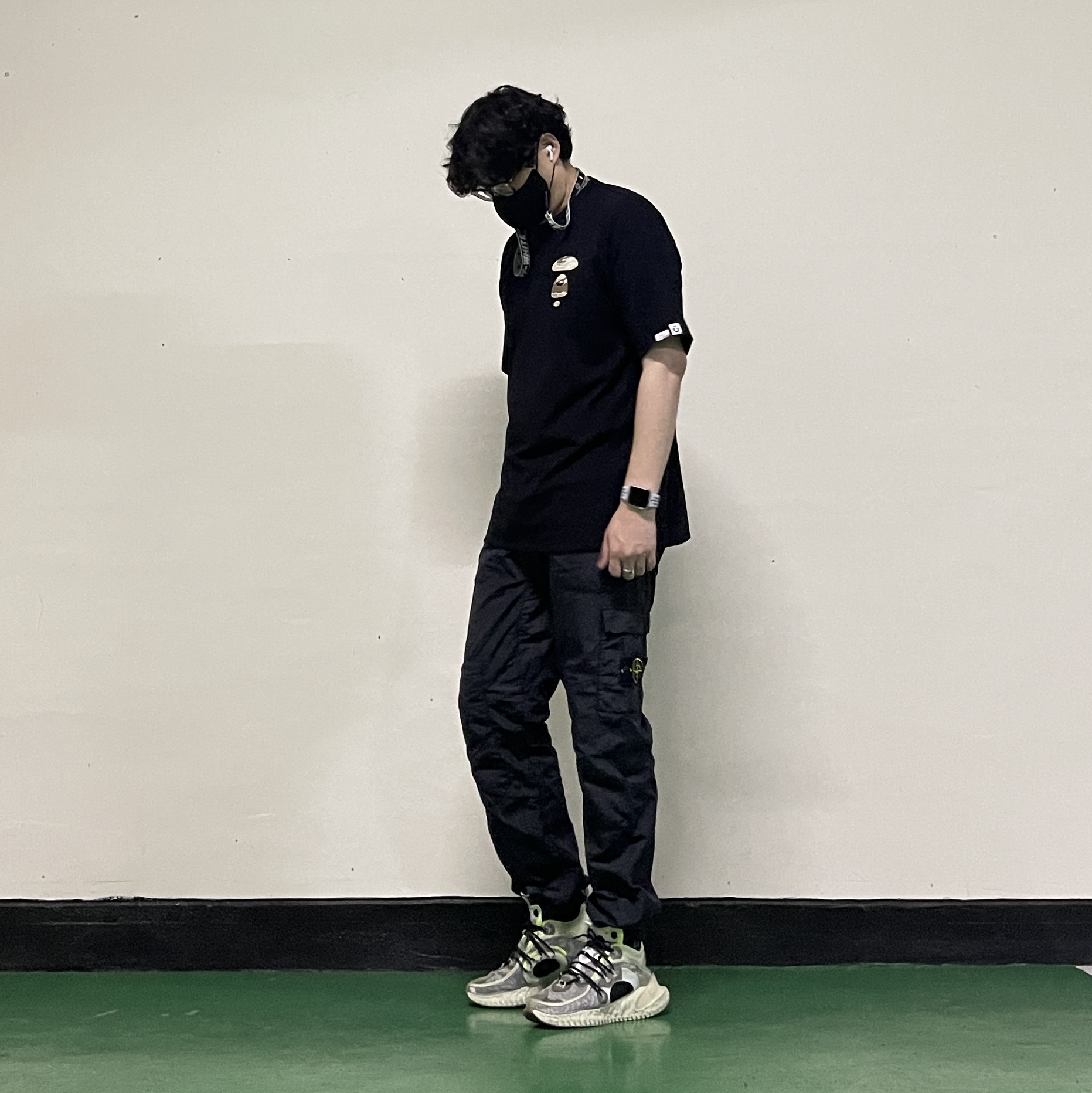 Stone Island 32029 S.I.PA/PL Seersucker TC Pants Black - 20SS, Nike Flow 2020 ISPA SE Spruce Aura 착용 스타일 - 4