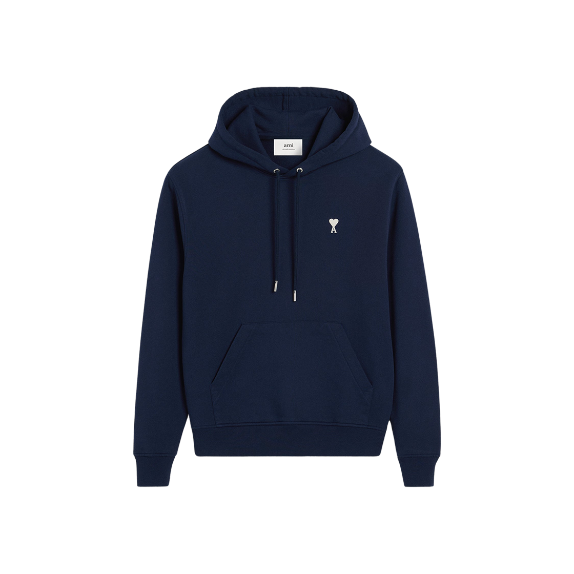 아미 스몰 하트 로고 루프백 오가닉 코튼 플리스 후드 나이트 블루(AMI de Coeur Loopback Oragnic Cotton Fleece Hoodie Night Blue)