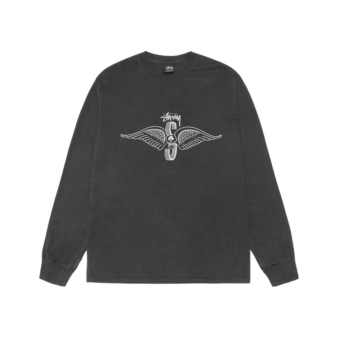 스투시 스컬 윙스 피그먼트 다이드 롱슬리브 티셔츠 블랙(Stussy Skull Wings Pigment Dyed LS T-Shirt Black)
