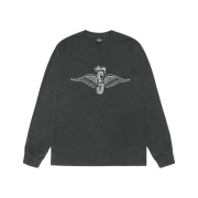 Stussy Skull Wings Pigment Dyed LS T-Shirt Black