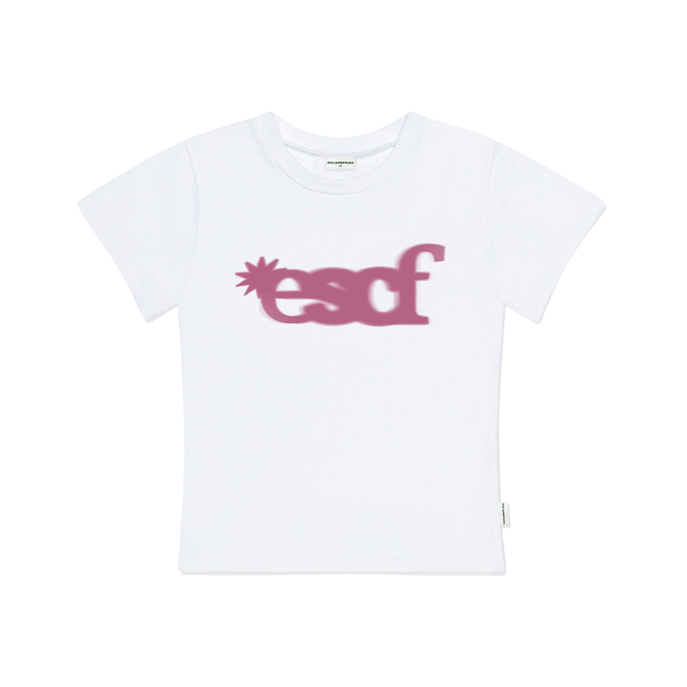 E251STS007WH Escapefrom Spread Typo Logo Printed Slim Fit Short Sleeve White