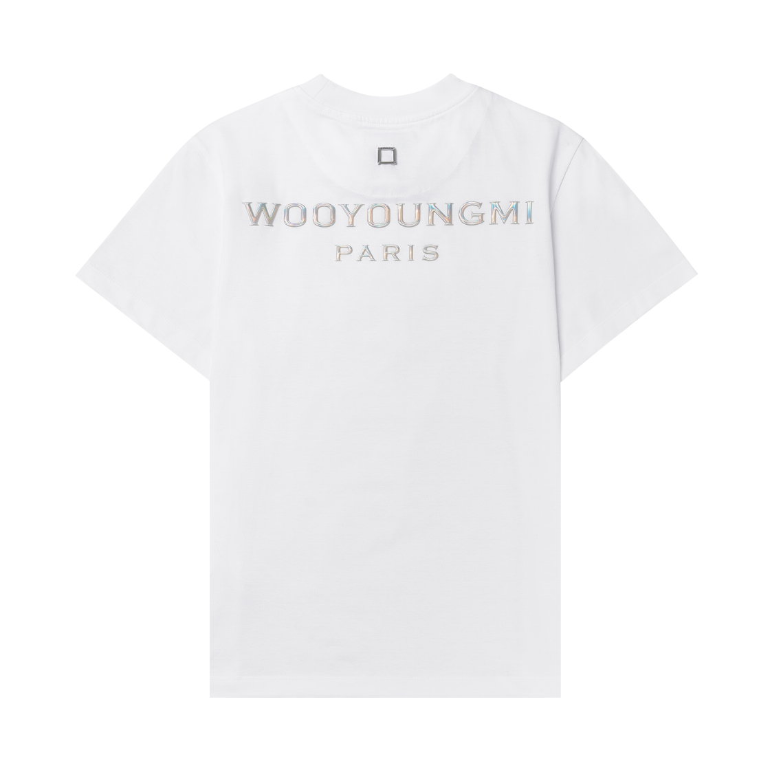 (W) 우영미 메탈릭 엠보싱 백로고 티셔츠 화이트 - 24SS((W) Wooyoungmi Metallic Embossed Back Logo T-Shirt White - 24SS) - 1