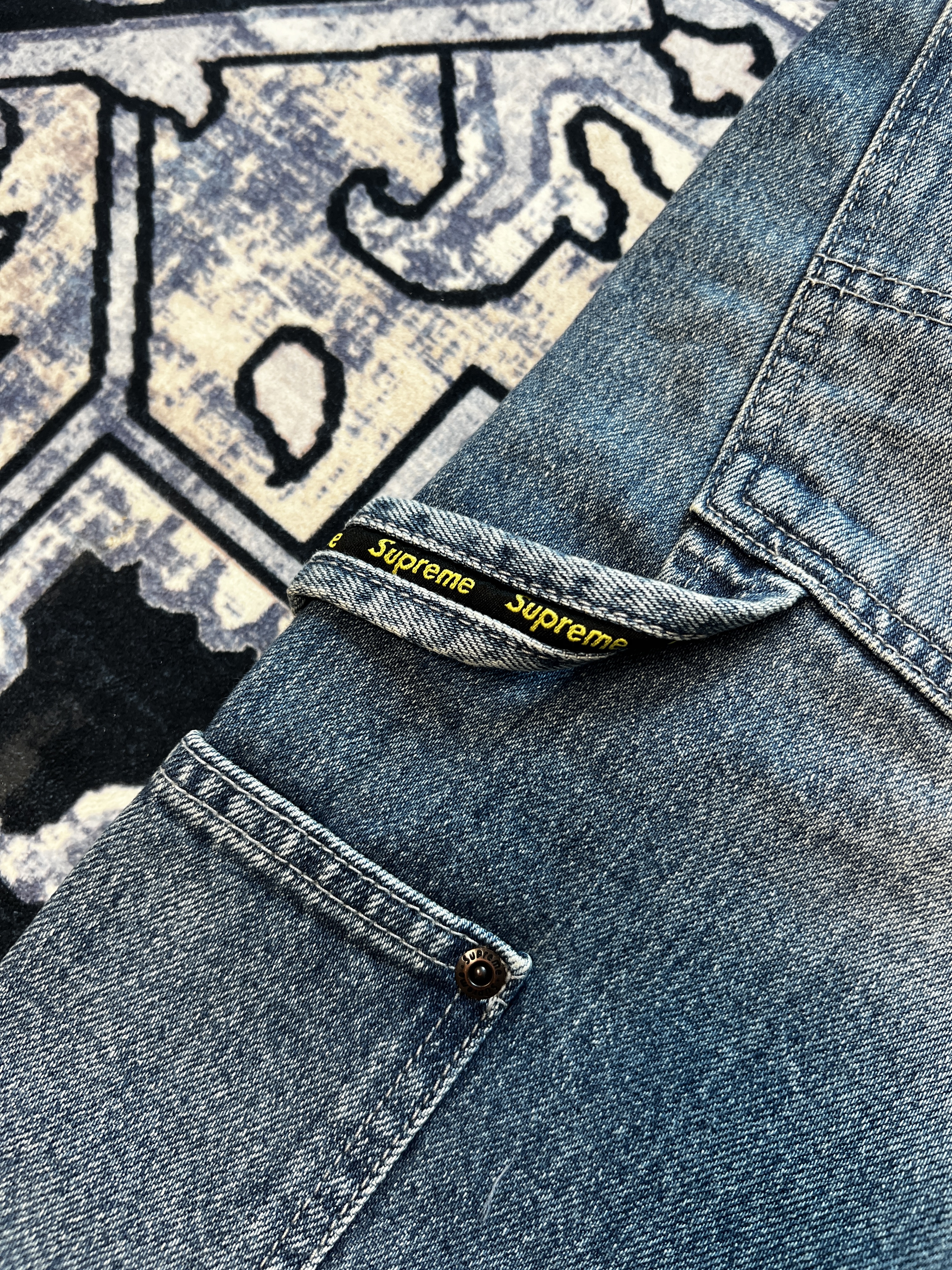 Supreme Worn Double Knee Painter Pants Denim - 25SS 착용 스타일
