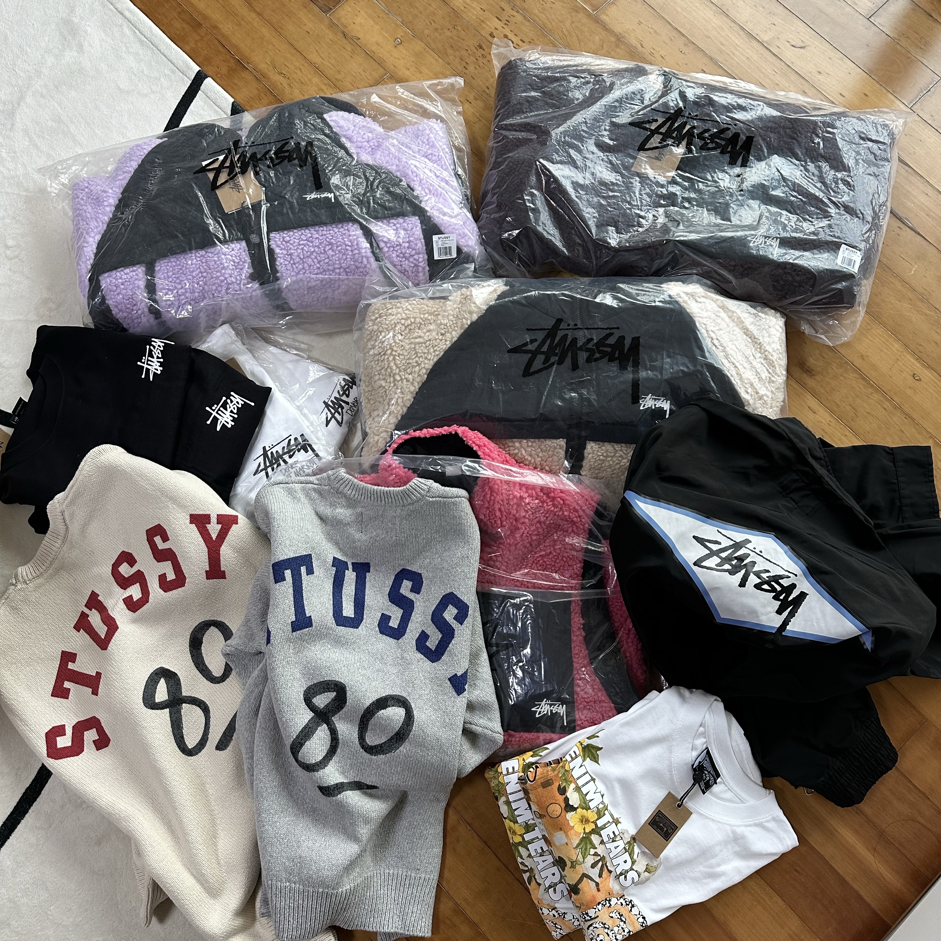 Stussy Handwritten Sweater Natural 착용 스타일