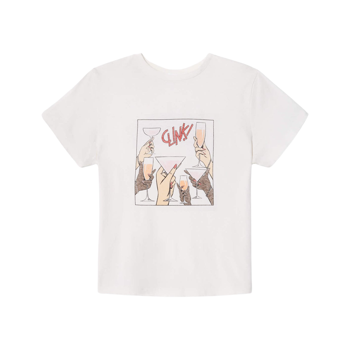 (W) 리던 클래식 치어스 티셔츠 빈티지 화이트((W) Re/Done Classic Cheers T-Shirt Vintage White)