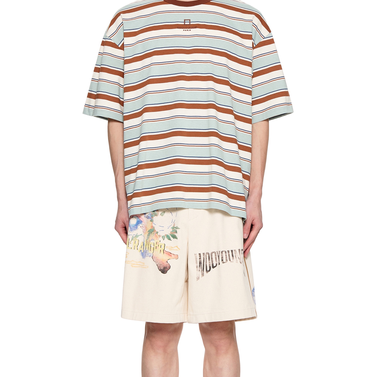 Wooyoungmi Stripe  T-Shirt Mint - 25SS 착용 스타일 - 2