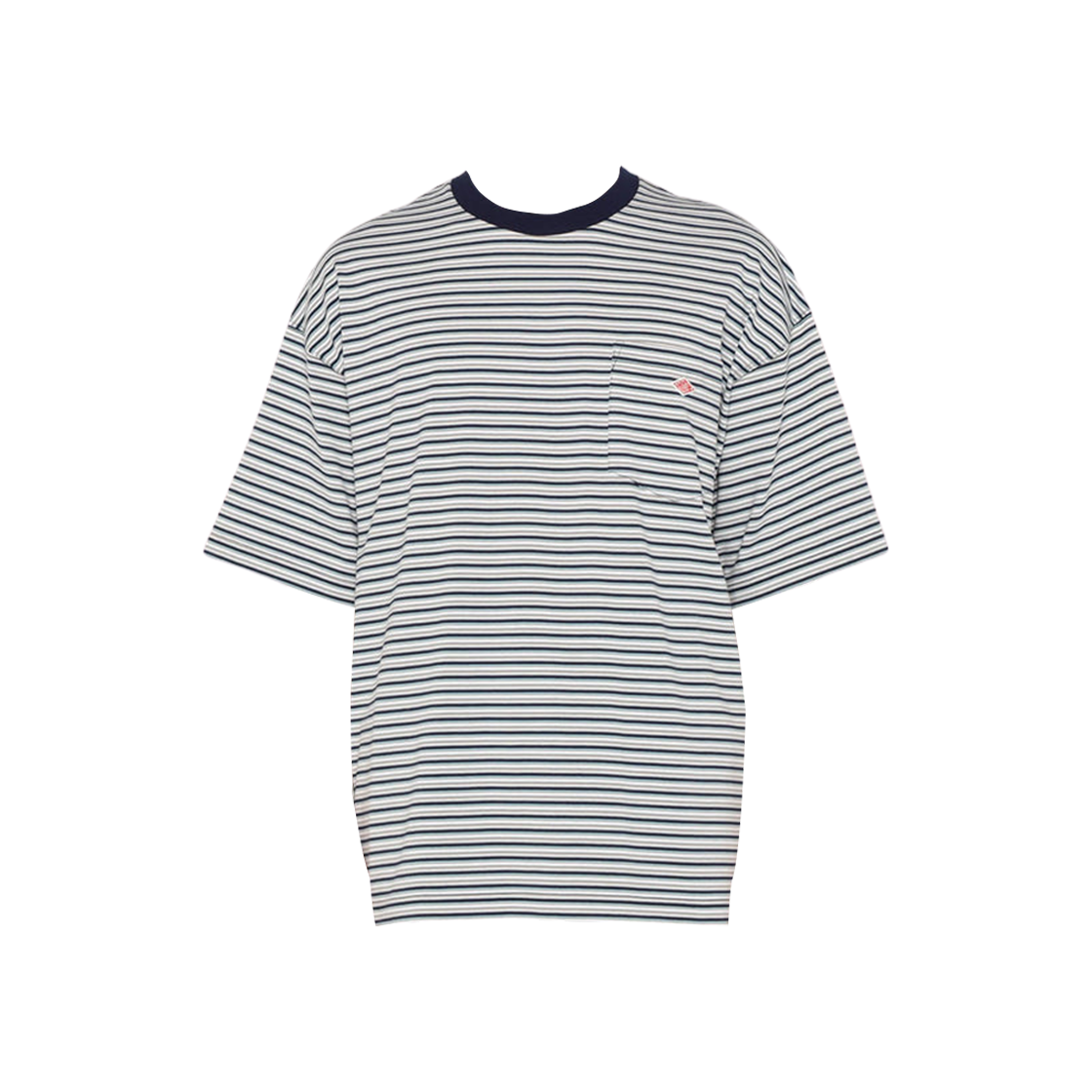 DT-C0402 Danton Big Silhouette Pocket Stripe T-Shirt Navy Grey