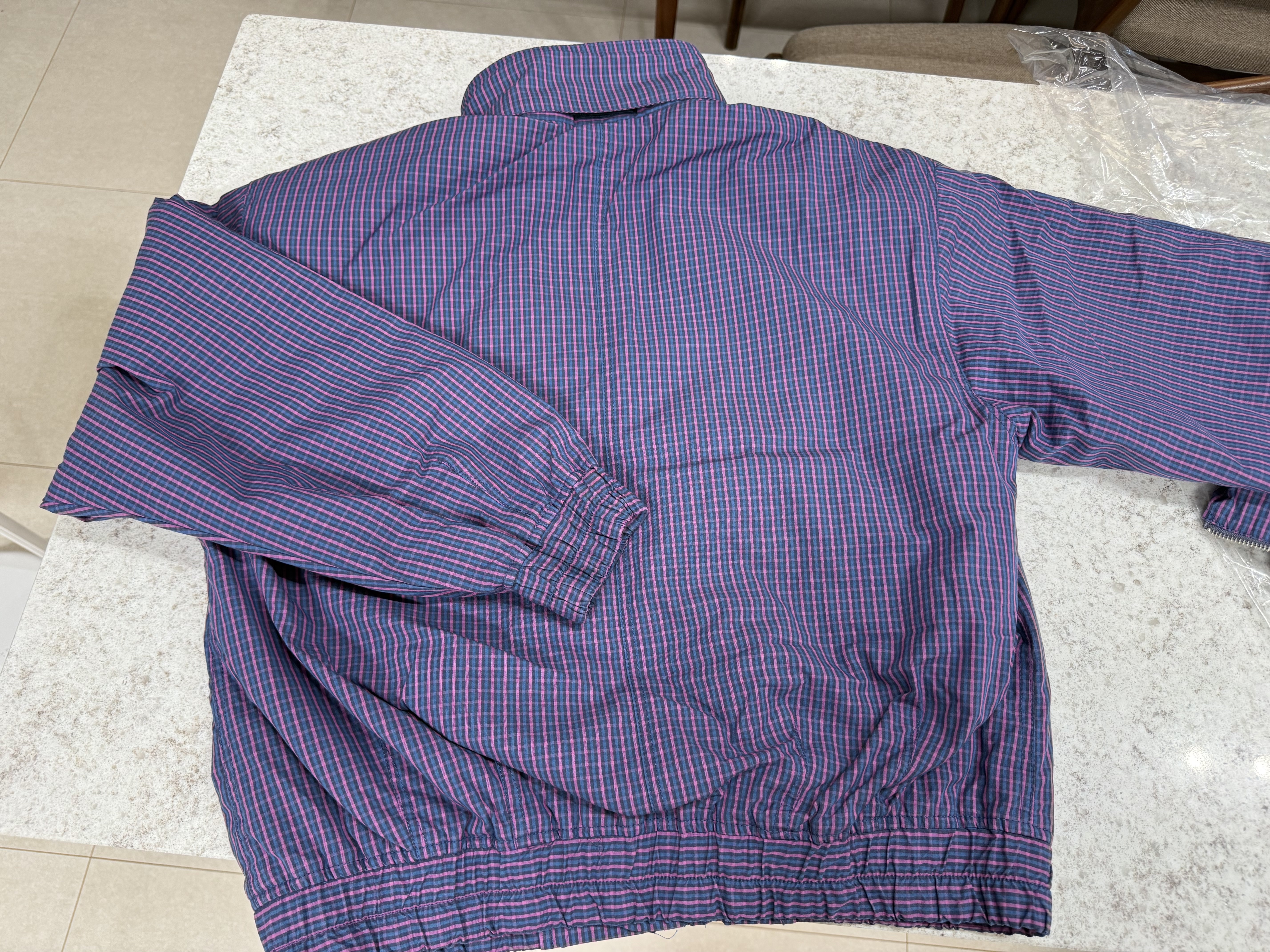 Supreme Leather Collar Utility Jacket Blue Plaid - 25SS 착용 스타일 - 7