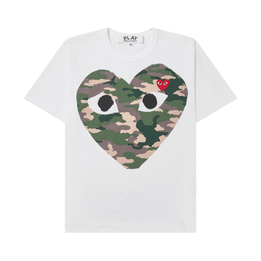 Play Comme des Garcons Camouflage Heart T-Shirt White