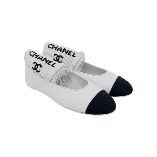 IT4R68BECS8O Chanel 24C Mary Jane Warmer Flat Shoes 36.5 White/Black
