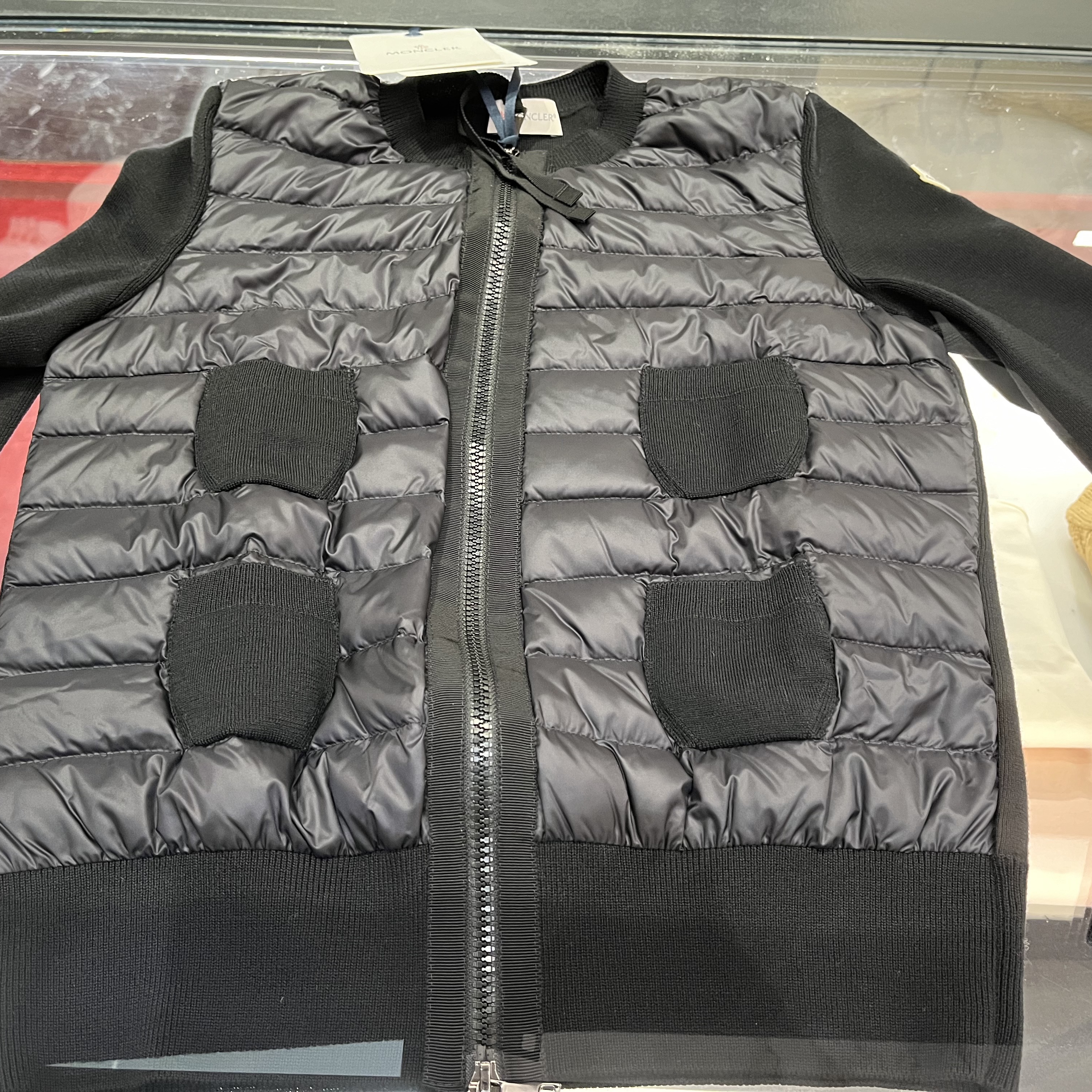 (W) Moncler Wool and Nylon Padded Cardigan Black - 24FW 착용 스타일 - 1