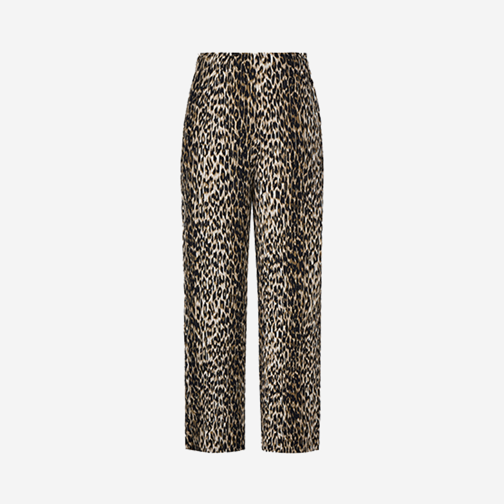 몽플리쎄 여성 레오파드 와이드핏 플리츠 롱 팬츠 브라운(Monplisse Women Leopard Wide Fit Pleats Long Pants Brown) - 2