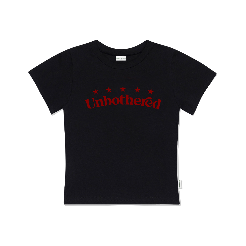 E251STS003BK Escapefrom Unbothered Printed Slim Fit Short Sleeve Black