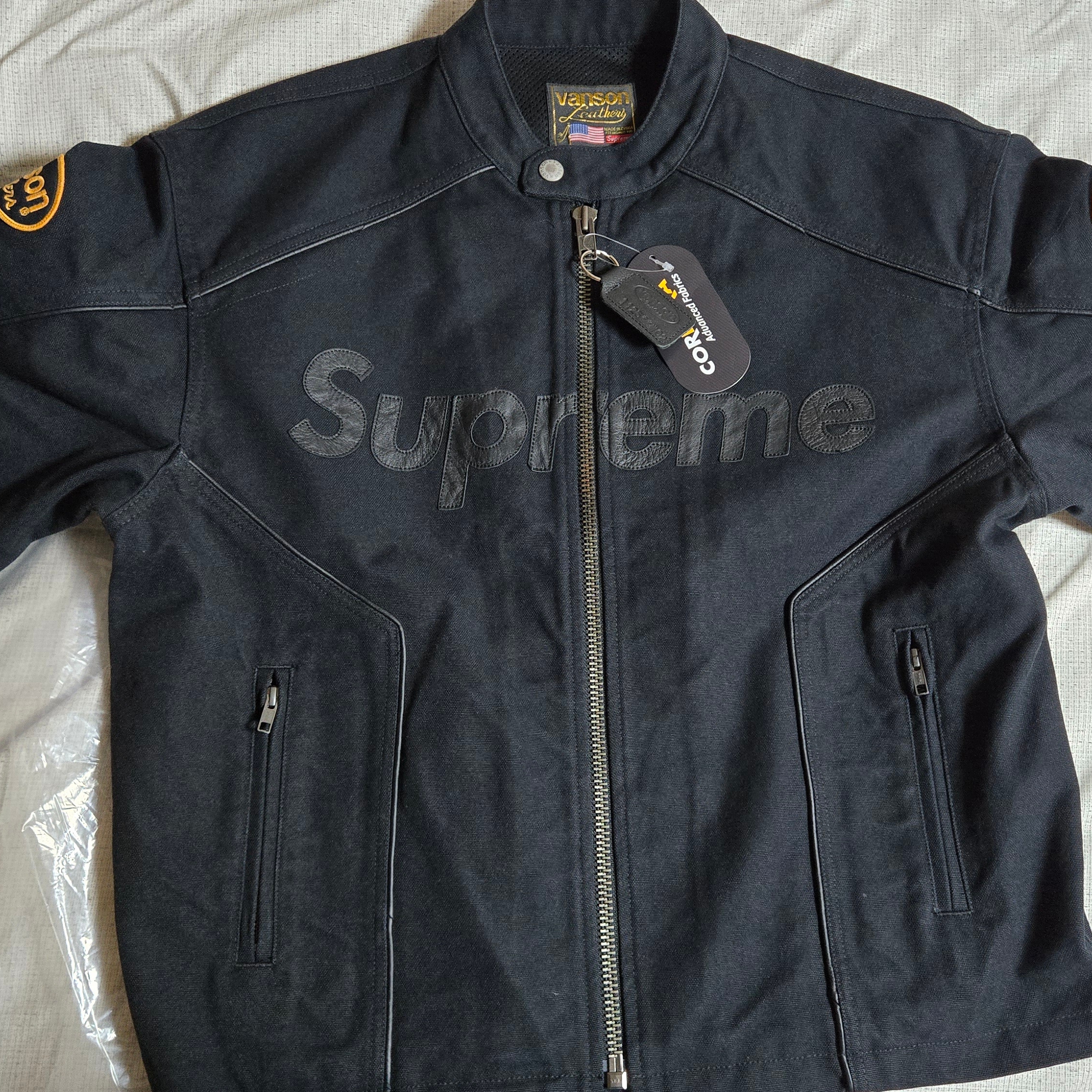 Supreme x Vanson Leathers Cordura Cotton Jacket Black - 25SS 착용 스타일 - 1