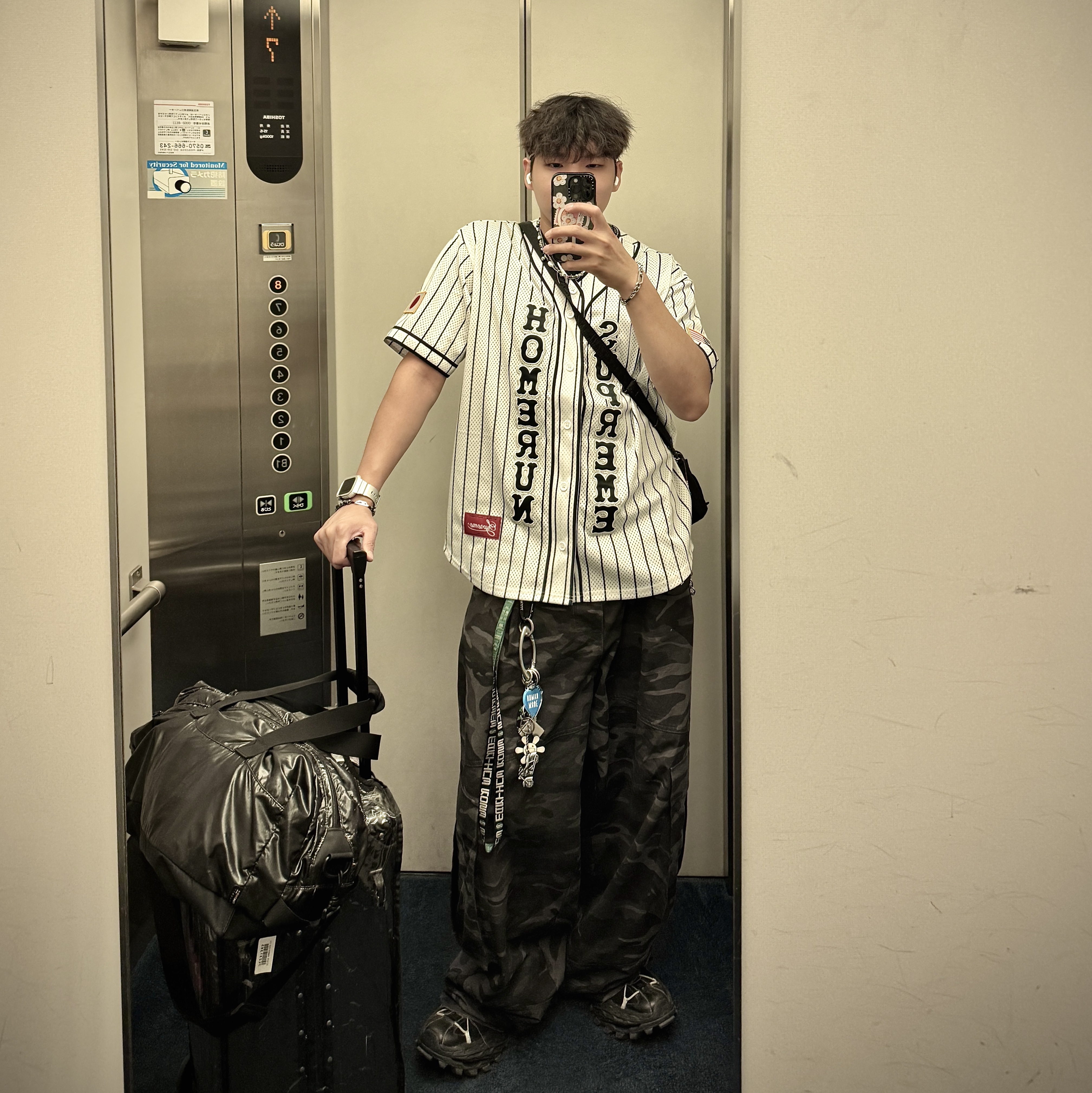 Supreme x Homerun Baseball Jersey Stripe - 25SS, Undermycar Mu.53 Anti Fxxking Logo Play Big Cargo Rip-Camo Pants Camo Gray 착용 스타일 - 1